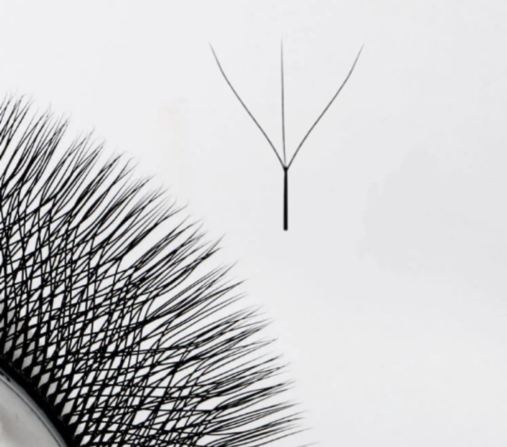 3D W Lash Fans with three Fibers in a W Shape