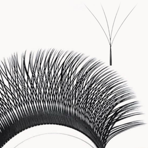 4D W Lash Fans with four Fibers in a W Shape