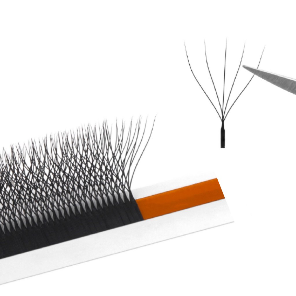 5D W Lash Fans with five Fibers in a W Shape