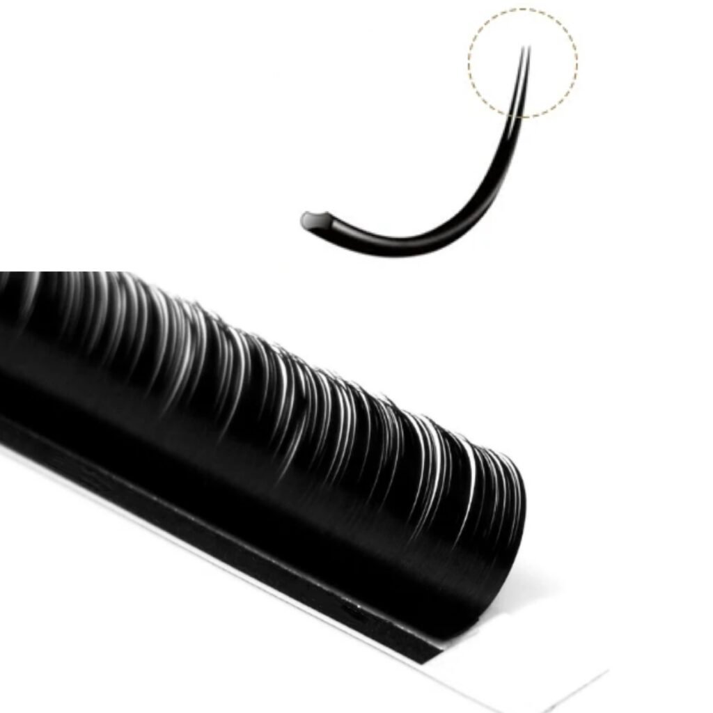 flat lashes with flat base and two tips at top